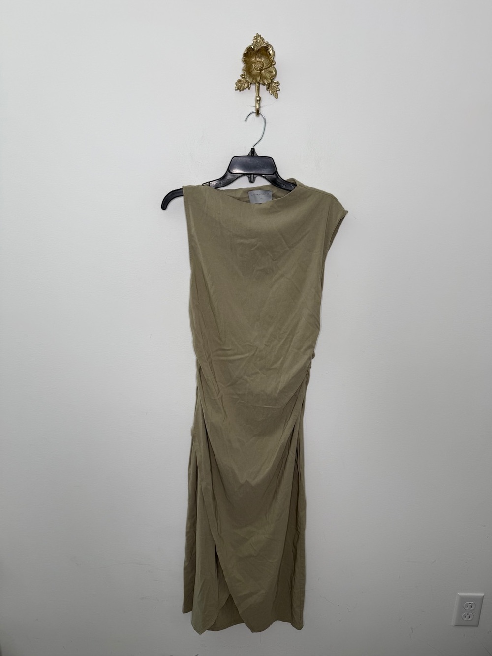 Manon Asymmetric-Neck Ruched Dress L